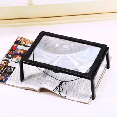 Portable Hanging Foldable 3X Magnifier with LED Handsfree Magnifying Glass A4 Full Page Desktop Magnifying Glass for Reading