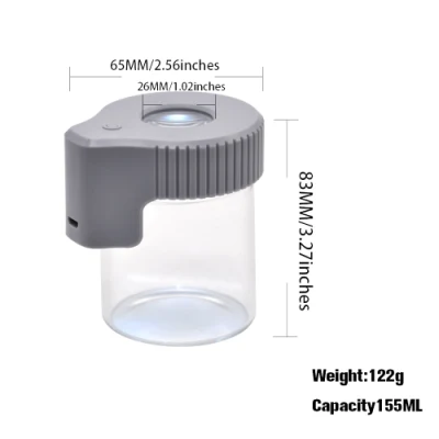 Custom Smell Proof LED Air Tight Stash Magnifying LED Glass Jar in Stock