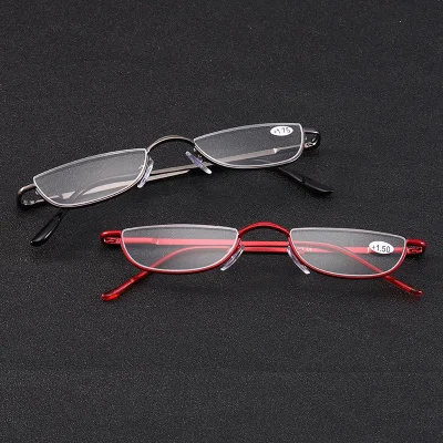 Metal Half Moon Presbyopic Female Male Semi Rimless Reading Glasses