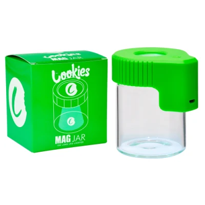 Custom Smell Proof LED Air Tight Stash Magnifying LED Glass Jar in Stock