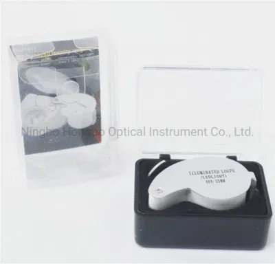 Full Metal Foldable Identification Jewelry Magnifier Mg21011 with LED Lamp 40X25mm