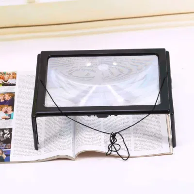 Portable Hanging Foldable 3X Magnifier with LED Handsfree Magnifying Glass A4 Full Page Desktop Magnifying Glass for Reading