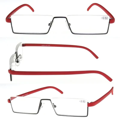 2018 Half Rime Metal Reading Glasses with Case
