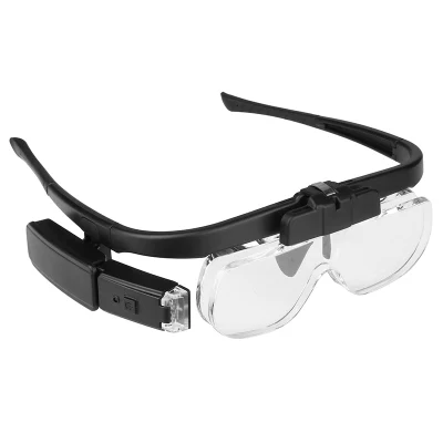 Eyeglasses Magnifier with LED Light Rechargeable Battery Spectacle Magnifying Glass with 3 Lenses