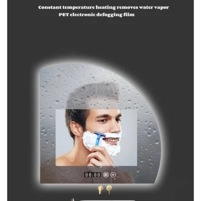 Half Moon Irregular Shape Smart Touch Screen Mirror Frameless Backlit LED Light Wall Mirror