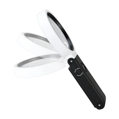 10X 25X Reading Handheld Portable Foldable Magnifier Lamp Line Tester with LED UV Lights Scale (BM-MG4222C)