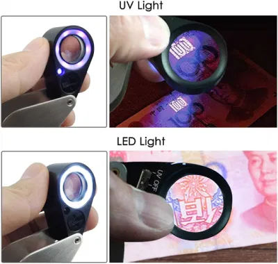 LED Light 30X Loupe with UV Jewelry Loupe Magnifier with LED&UV Lights Magnifying Glass for Jewellery Identification