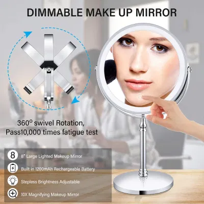 8&quot; Lighted 10X Makeup Double Sided Dimmable Magnifying Mirror with Lights