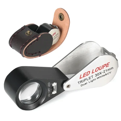 LED Light 30X Loupe with UV Jewelry Loupe Magnifier with LED&UV Lights Magnifying Glass for Jewellery Identification