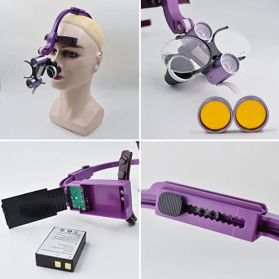 Dental Binocular Loupe 2.5X/3.5X Headband Ajustable 5W LED Headlight Surgical Headlamp Dentistry Binocular Magnifier