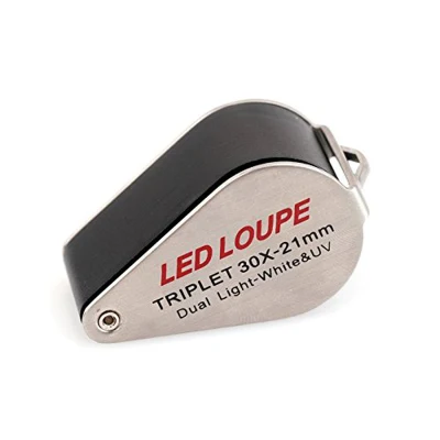 LED Light 30X Loupe with UV Jewelry Loupe Magnifier with LED&UV Lights Magnifying Glass for Jewellery Identification