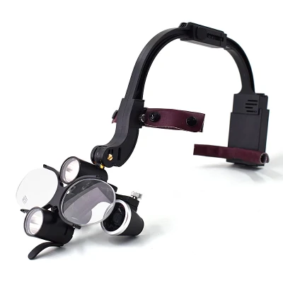 Dental Binocular Loupe 2.5X/3.5X Headband Ajustable 5W LED Headlight Surgical Headlamp Dentistry Binocular Magnifier