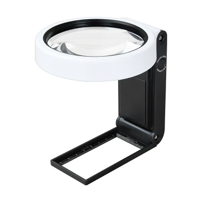 10X 25X Reading Handheld Portable Foldable Magnifier Lamp Line Tester with LED UV Lights Scale (BM-MG4222C)