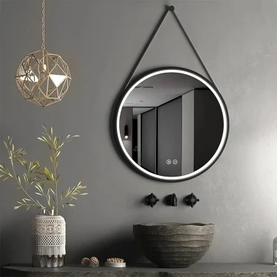 Bathroom Half Round Mirrors Accent Mirror Circle Wall Mirror with Hanging Rope