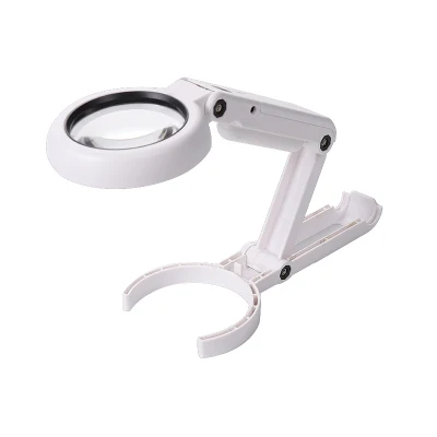 8 LED Double Lens Handheld USB Rechargeable Table Stand Magnifying Glass Magnifier
