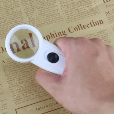 High Quality White Plastic Handheld LED Magnifier Jewelry Magnifying Glass Loupe