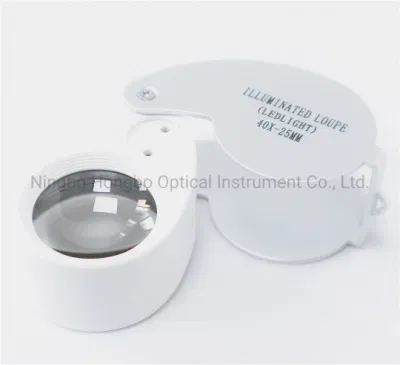 Full Metal Foldable Identification Jewelry Magnifier Mg21011 with LED Lamp 40X25mm