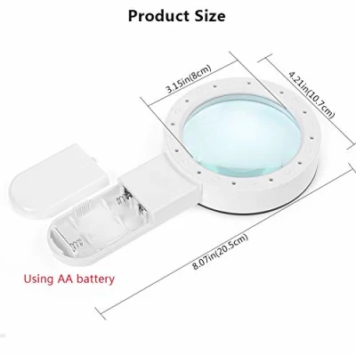 30X Handheld Large Magnifying Glass 12 LED Illuminated Lighted Magnifier