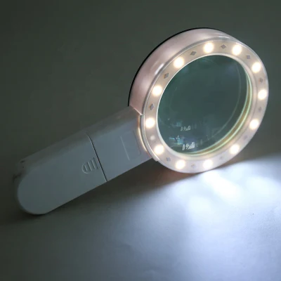 30X Handheld Large Magnifying Glass 12 LED Illuminated Lighted Magnifier