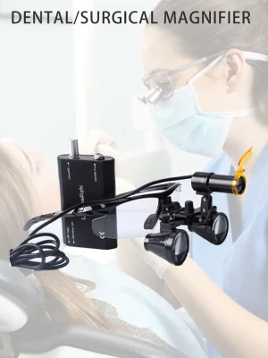 2.5X Binocular Magnifying Glass 5W Portable LED Light Surgcail Lamp