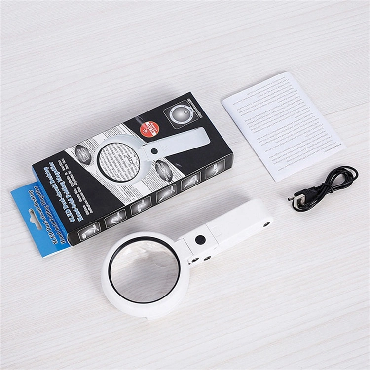 Foldable Hands Free USB Reading Magnifier with 8 LED Lights