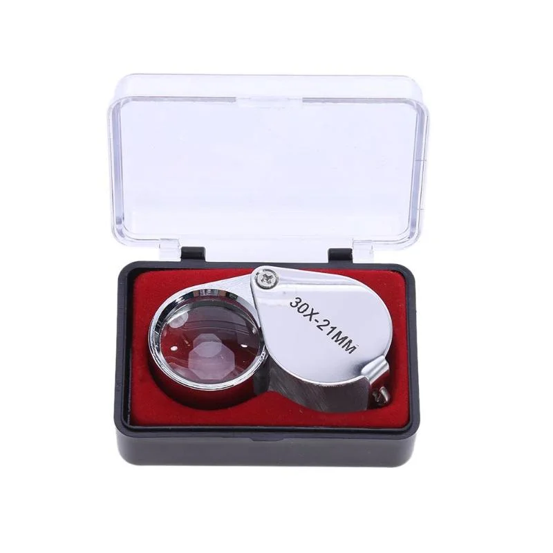 10X Mini Magnifier Single Eye Gem 20X 30X Jewelry Diamond Loupe Triplet Folding Magnifying Glasses Jewellery Loupe