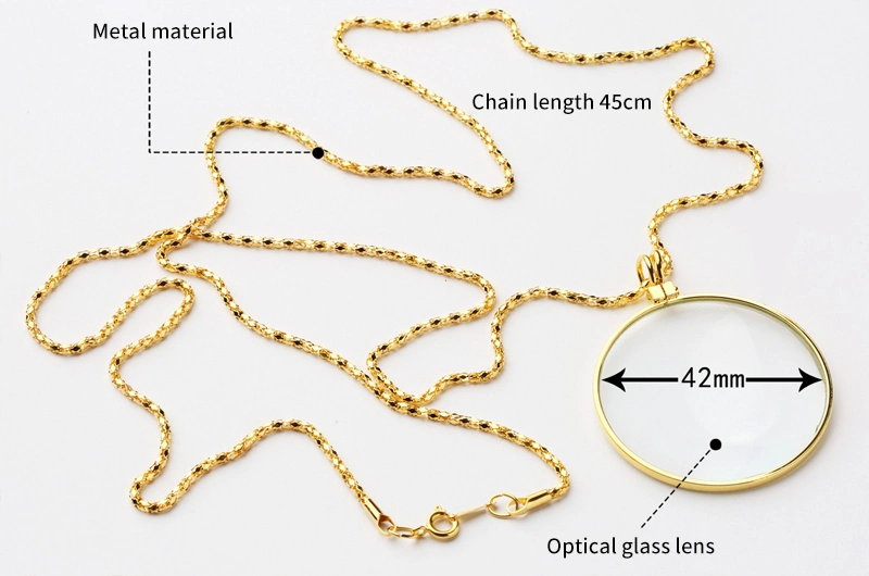 Pendant Full Metal Pendant Chain Enlarged Mirror Glass Lens Exquisite Necklace Magnifying Glass as Small Gifts