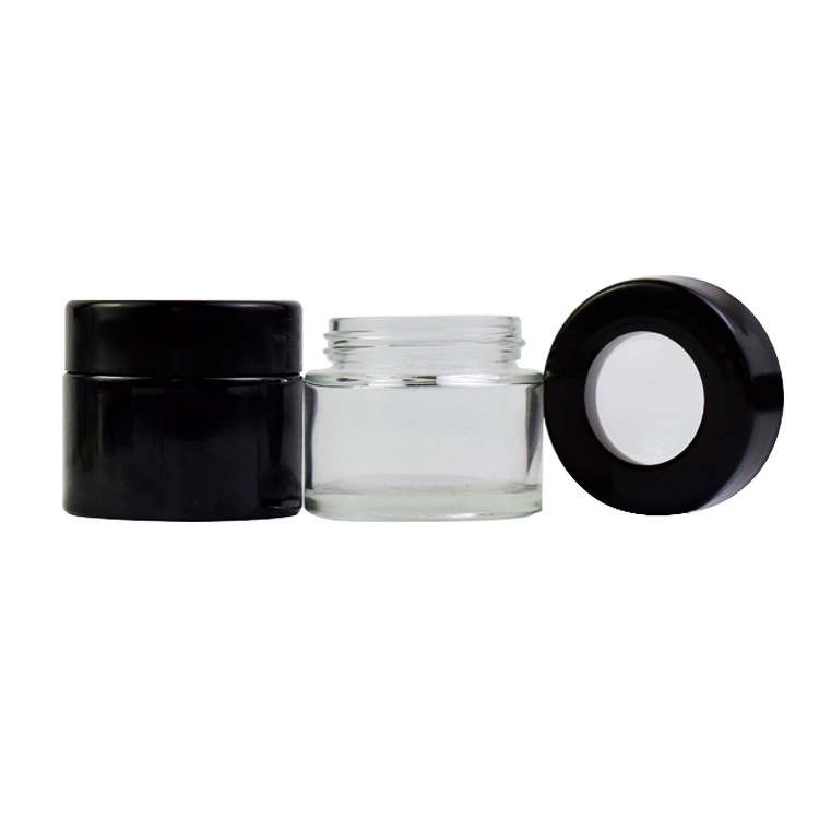 Magnifying Cr Lld Clear and Black Magnified Glass Jar with 1oz 2oz 3oz 4oz 5oz