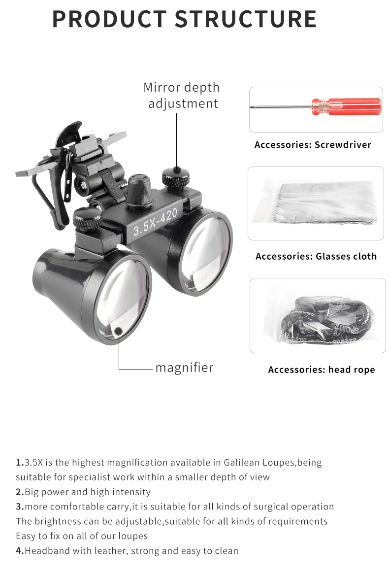 3.5X Medical Supplies Dental Instrument Dental Binocular Loups Magnifier with Metal Clip