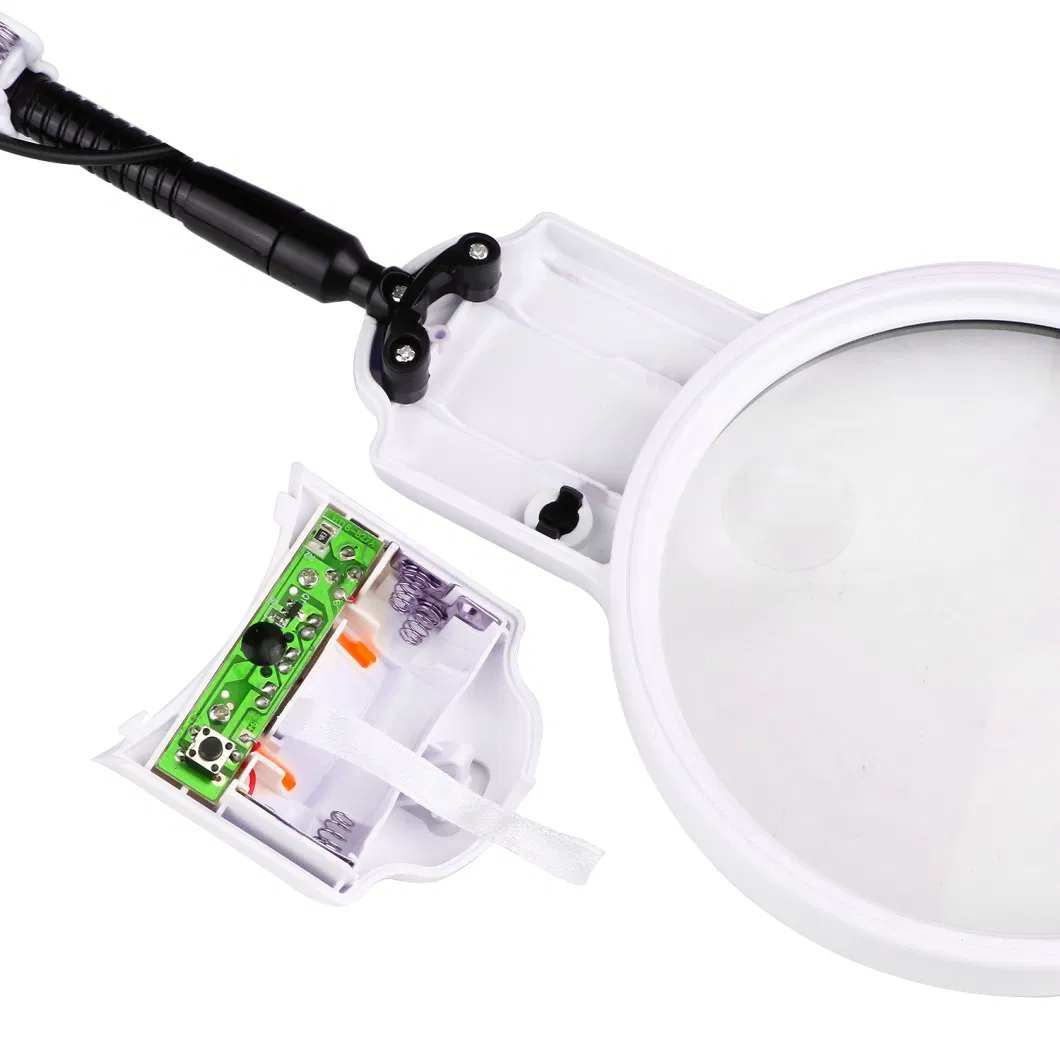 Goose Neck Table Magnifying Glass with Cold and Warm Light Adjustable Magnifier