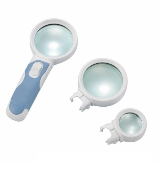 Interchangeable LED Acrylic Magnifying Glass Illuminated 3 Lens Magnifier (BM-BG3002)