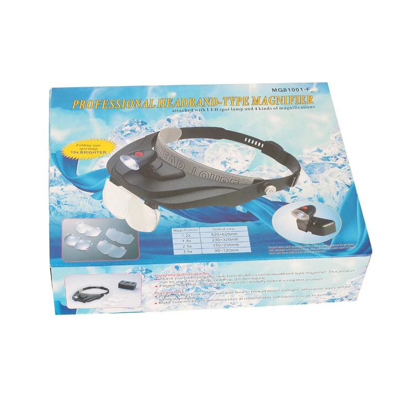 Headband LED Lighted Magnifier Helmet Magnifying Glass with 4 Different Lenses 1.2X, 1.8X, 2.5X, 3.5X