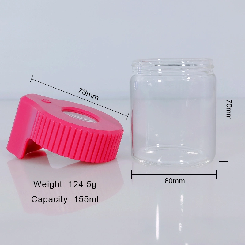 Hot Sale 155ml Portable Rechargeable Herb Mag Stash Glass Magnifying Jar with Light