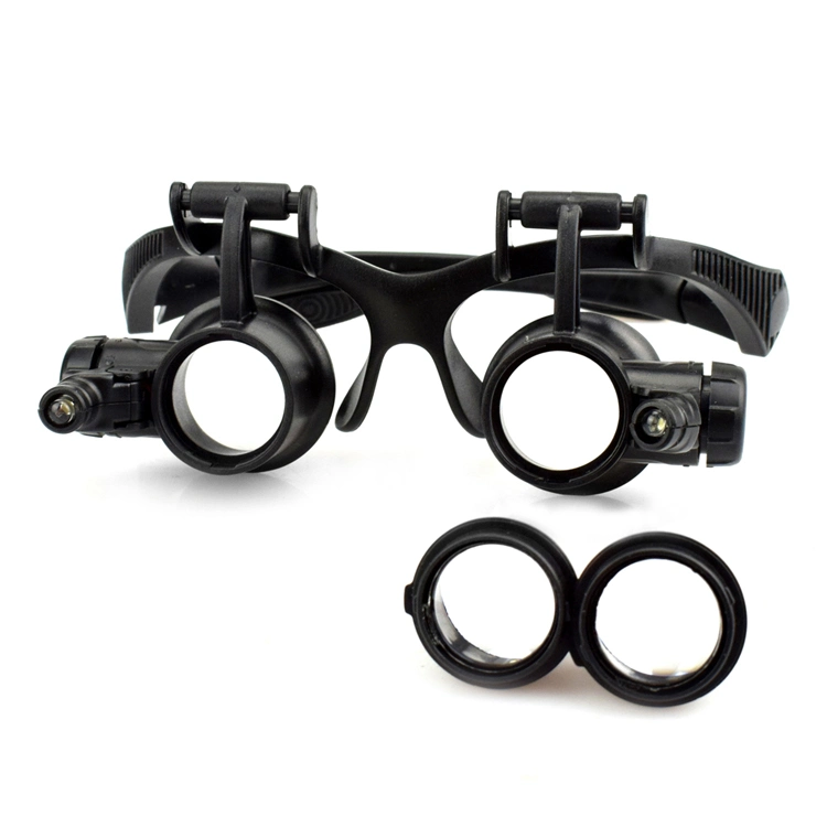 Headband 10X 15X 20X 25X Multi-Power Double LED Lights Magnifier Eye Glasses