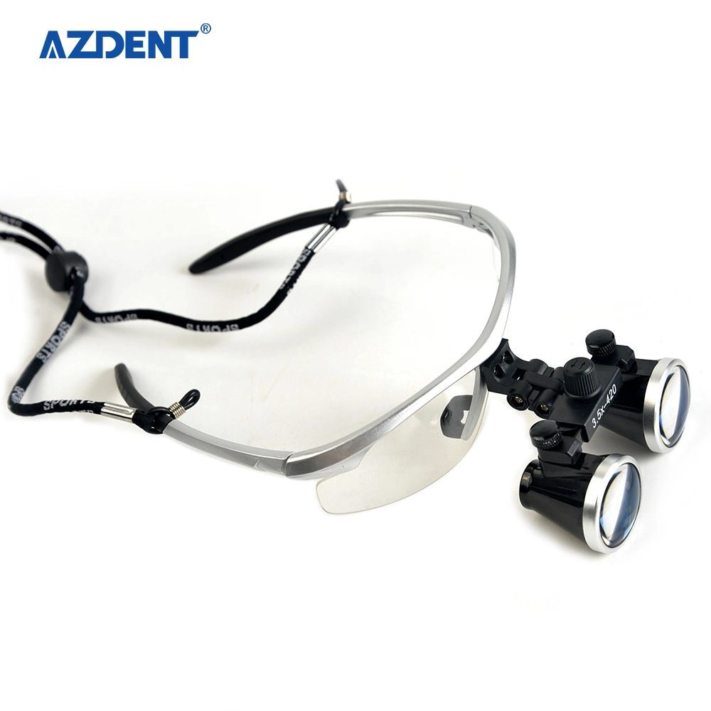 Azdent Dental Medical Headlight Dentist Clinic Use Portable Red Color Headband Magnifier Loupe 3.5X-420 Sliver Color