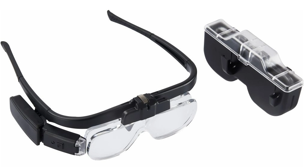 Eyeglasses Magnifier with LED Light Rechargeable Battery Spectacle Magnifying Glass with 3 Lenses