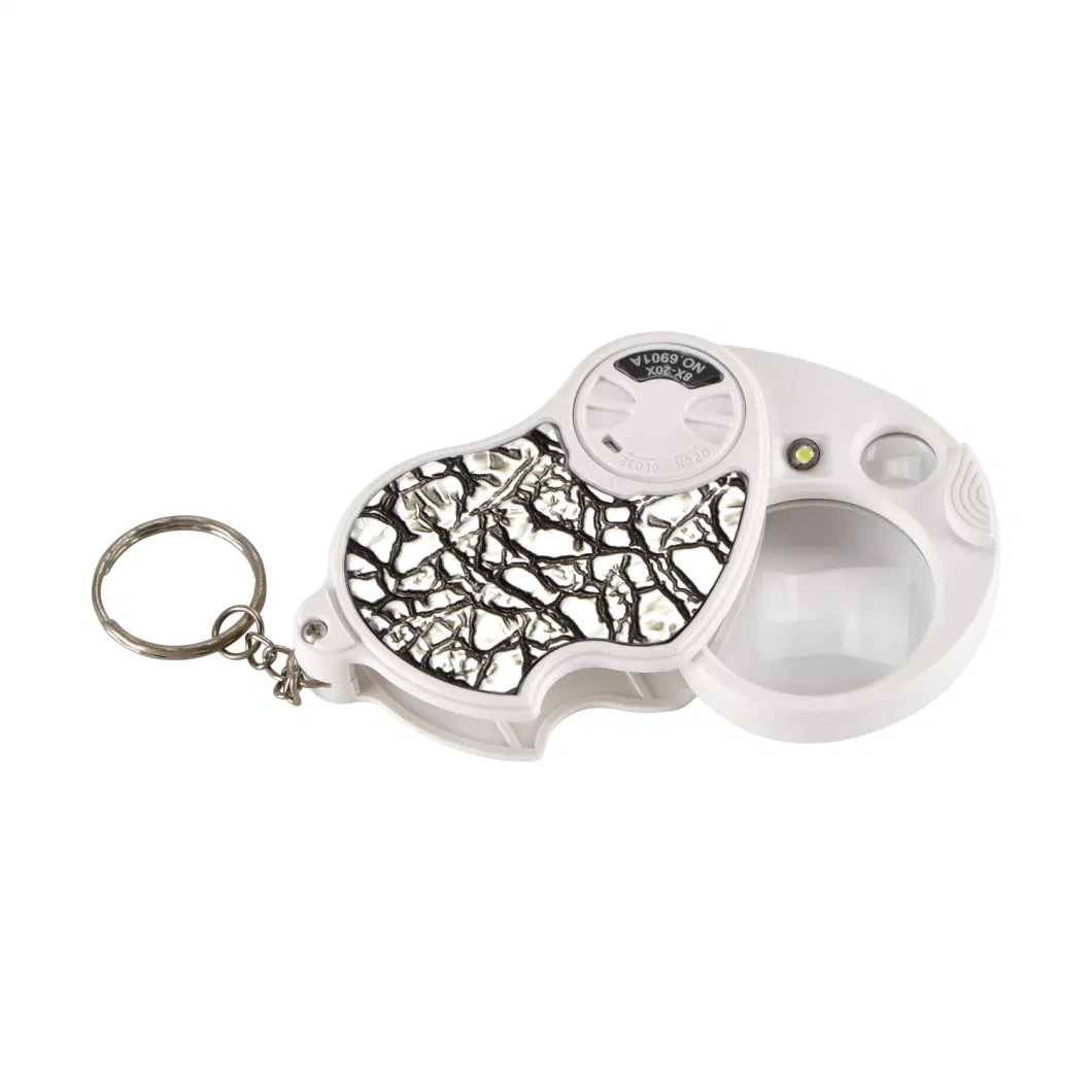 8X 20X LED Illuminated Jewelry Magnifier Loupe with Key Chain (BM-MG8054)