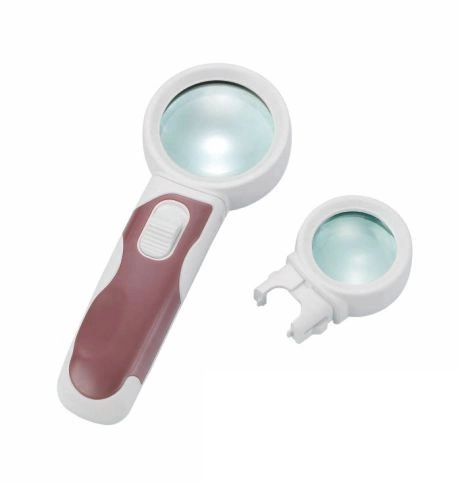 Interchangeable 10X/16X Handheld Magnifier 2 LED Magnifying Glass (BM-BG2018)