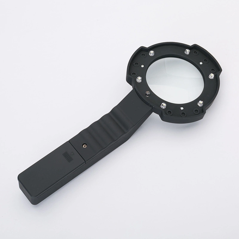 LED UV Lighted Magnifier Outdoor Adventure Mini Handheld Magnifying Glass with Compass