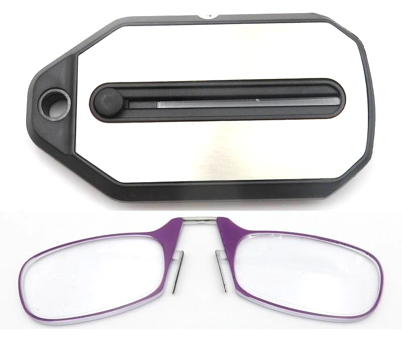 Nose Clip on Thin Folding Reading Glasses with Case