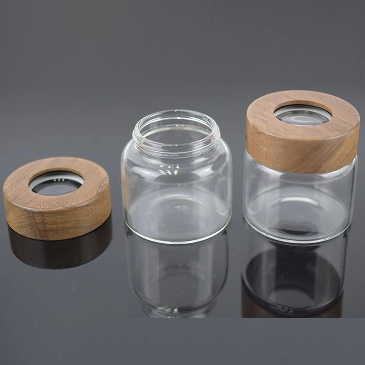 Magnifying Cr Lld Clear and Black Magnified Glass Jar with 1oz 2oz 3oz 4oz 5oz