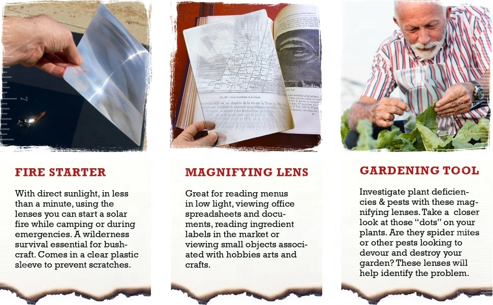 Large Glass 3X Fresnel Lens Full Page Plastic DIY Magnifier