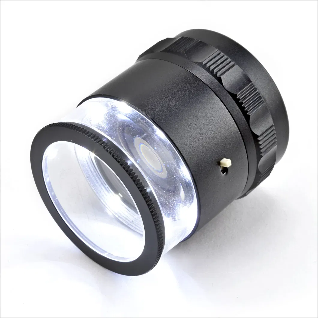 Professional 10X 30mm Analysis Cylinder Scale LED Loupe Magnifier Adjustable Focal Length
