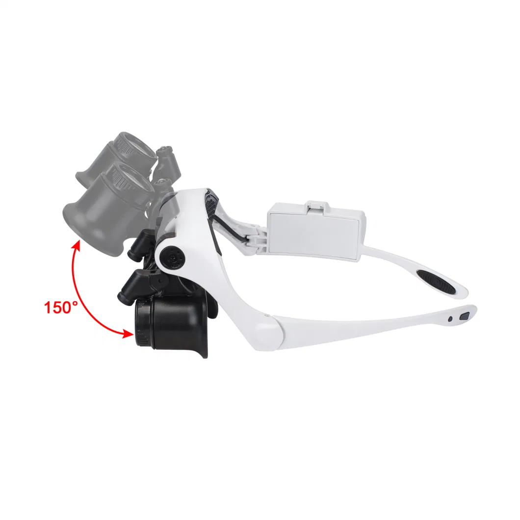 10X-15X-20X-25X LED Eyeglass Headband Visor Magnifier with LED Light Magnifying Glass 4 Lens (BM-MG3025)