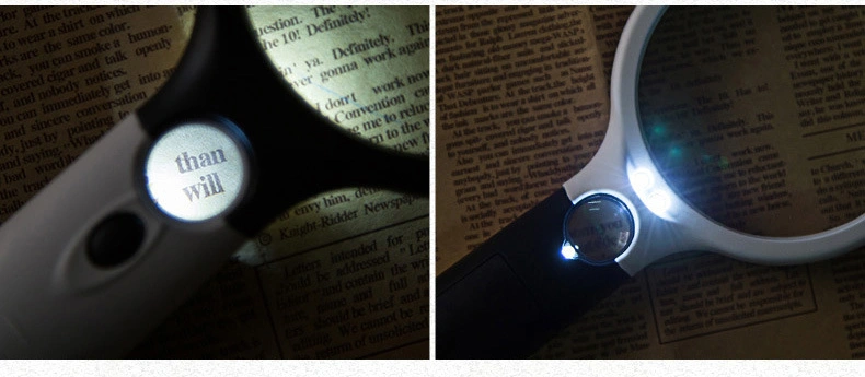 3X 45X Handheld Illuminated Magnifier Glass with 3 LED Light