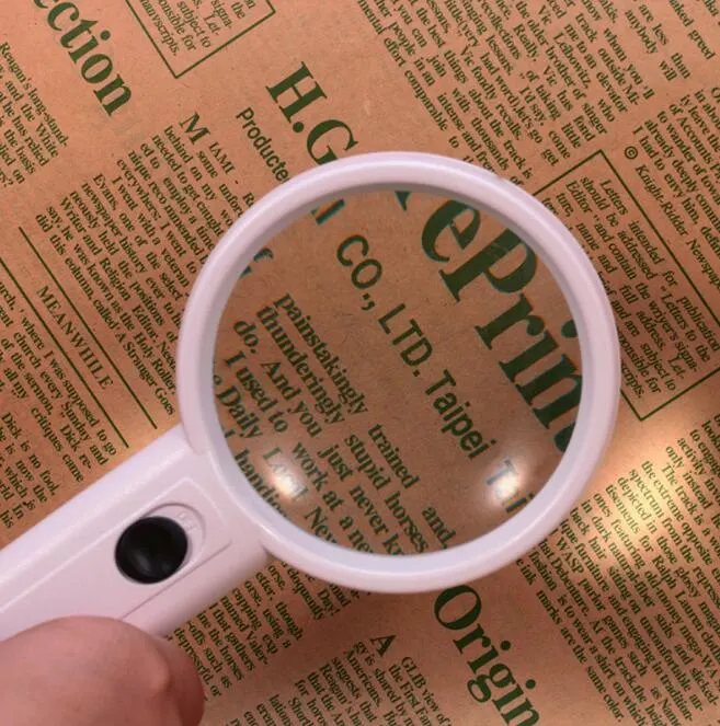 White Plastic Handheld Pocket LED Magnifier Jewelry Magnifying Glass Loupe for Reading