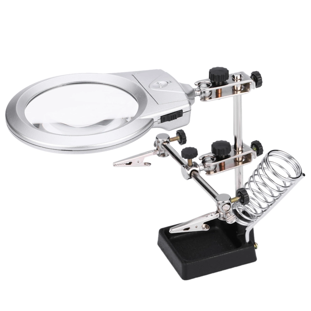 Hands Clamp Clip LED Lights Glass Magnifier with Soldering Stand Tools Best Promotion