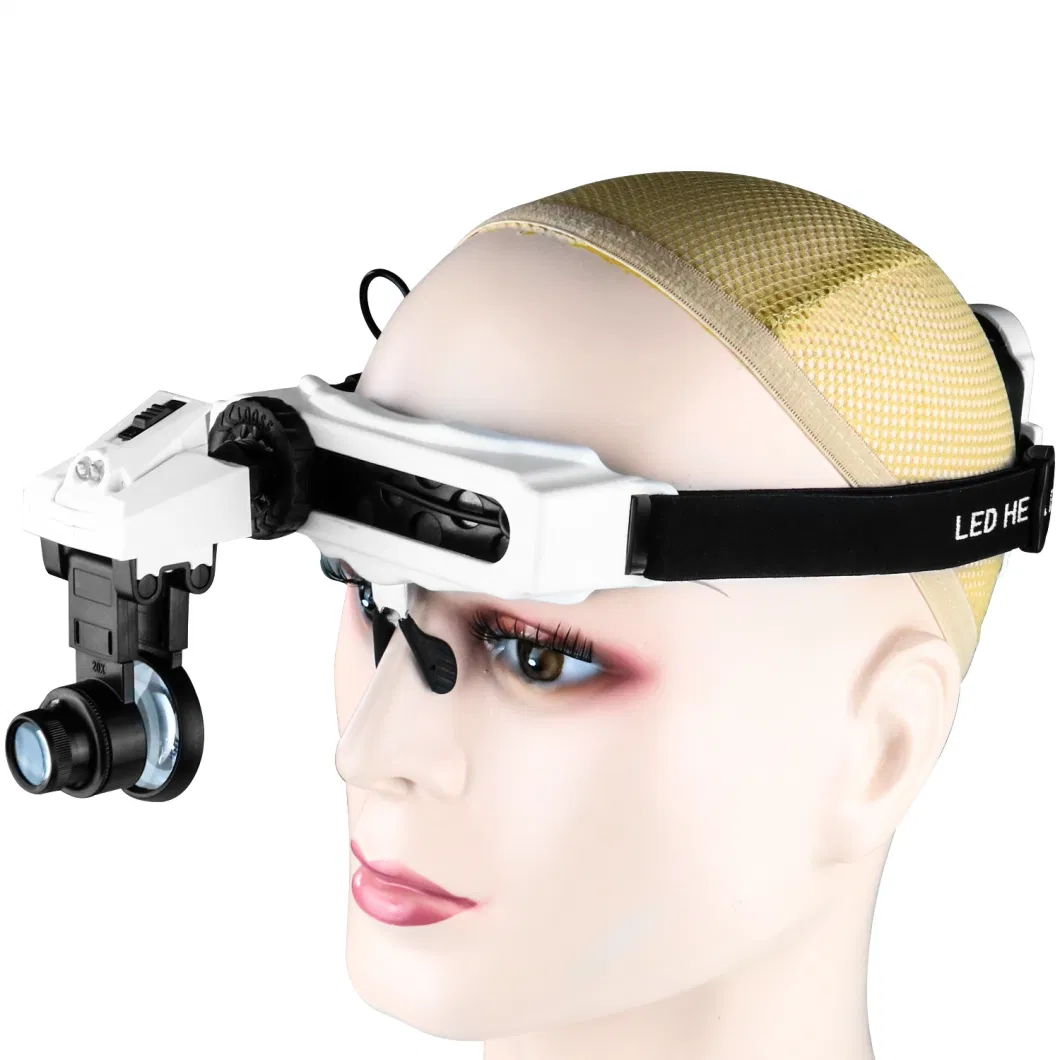 Factory New Hands Free Head Mount 2LED Wearing Eyeglass Magnifer for Close Work, Jewelry, Watch Repair, Arts, Craft, Reading
