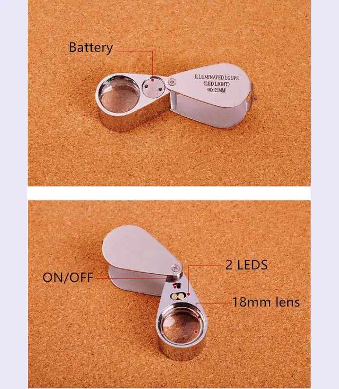 20X Folding Jewelry Loupe Metal Magnifying Glass Magnifier