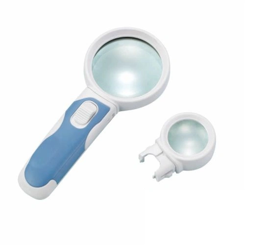 Interchangeable LED Magnifying Glass Magnifier 3X/16X Illuminated 2 Lens (BM-BG2002)